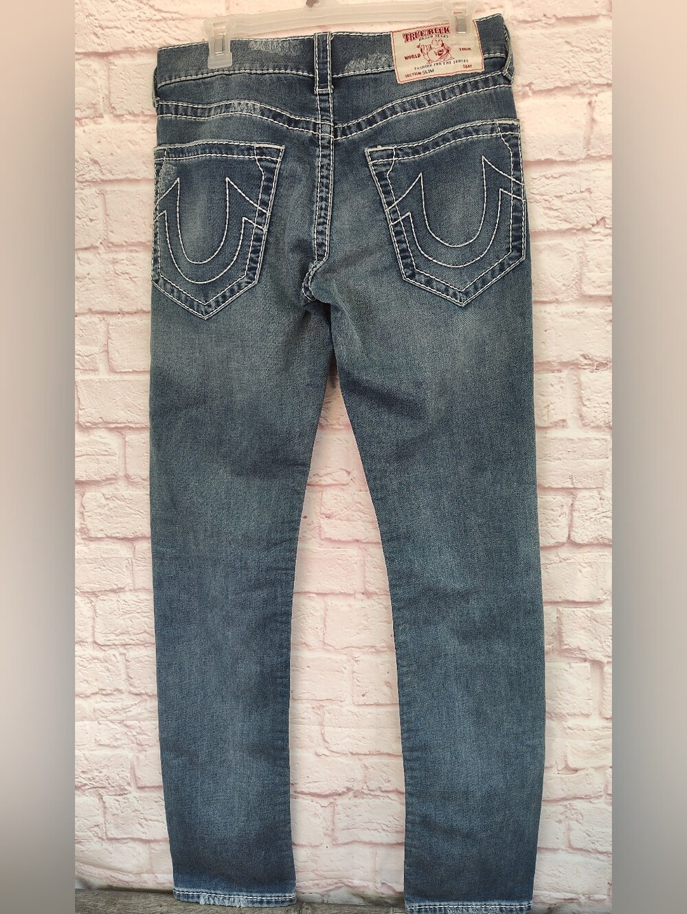 VINTAGE True Religion Slim Jeans Men Sz 29 White Stitched Denim Jeans Y2K